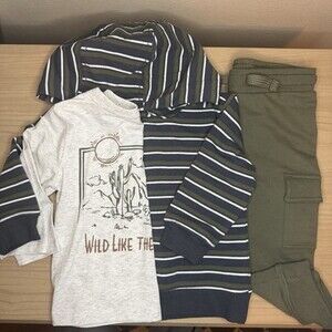 NWOT 3 Piece C&C Cali Boys Hoodie/Shirt/Pants 9-12Mo Green Stripes Wild West